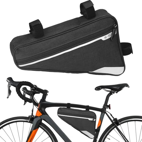Kytpyi Fahrradtasche Rahmen, Rennrad Tasche, wasserdichte Hohe Kapazität Werkzeugtasche Fahrrad mit Reflexband, Haltbare Leichte Fahrradtasche Oberrohr für Handy Flickzeug Ausweis(Schwarz)