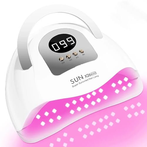 UV LED Nail Lamp 380W,Professional Nail Dryer Gel Polish Light,UV Light for Nails Led Lamp for Gel Nails,81 LEDs Auto Sensor/4 Timer Setting,Portable Handle Nail Art Tools (White)
