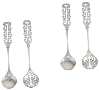 IMIKEYA 4pcs Espresso Spoons Stirring Spoons Slotted Design Long Handle Stainless Steel for Coffee Dessert Cooking
