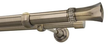 HDTL Gardinenstange Vorhangstange 25/19mm 2-läufig Wandmontage Messing Antik 160 cm Echo