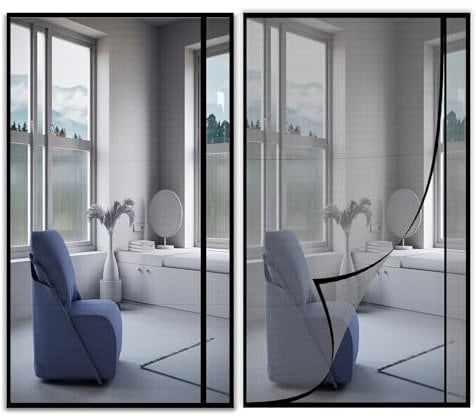 Zanzariera per porta finestra 100x245 cm magnetica per porta scorrevole battente a rulli ingresso roulotte balcone camper-Nero