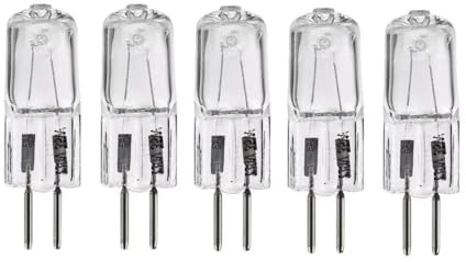 LEDLOCLB 5pcs GY6.35 Halogen Bulb 12V/24V 50W 100W 150W 200W 250W for Projector Microscope Lamp Halogen Tungsten Filament Beads Warm White Light (Colour Temperature 2700K),Warm White 2700K,24V -100W