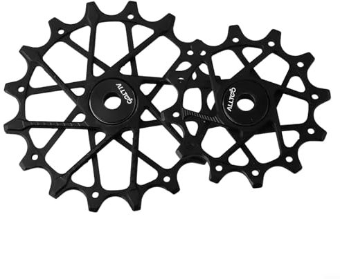 2 x Schaltwerk-Riemenscheibe aus Aluminiumlegierung, Führungsräder 12T + 16T Fahrrad-Kugellager für Sram-Schaltwerke (schwarz)