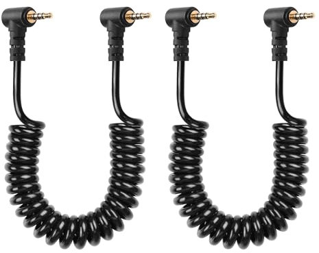 CERRXIAN Câble audio 2,5 mm, TRRS 4 pôles mâle vers mâle stéréo audio auxiliaire cordon enroulé pour caméscope, appareil photo, télécommande d'appareil photo, casque (ML to ML)