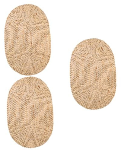 Mikinona 3st Stroh Isolierung Tischset Isolierte Topfmatte Stroh Geflochtenes Tischset Ovales Tischdecke Oval Rustikale s Matte - Getrocknete Maisschalen