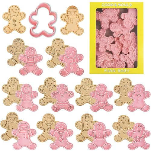 Mainiusi Ausstechformen Weihnachten 10 Stück, Lebkuchenmann Keksausstecher Weihnachten Ausstecher Weihnachten Keksstempel Plätzchenausstecher Stempel Weihnachten Backform für Kekse Schokolade Fondant