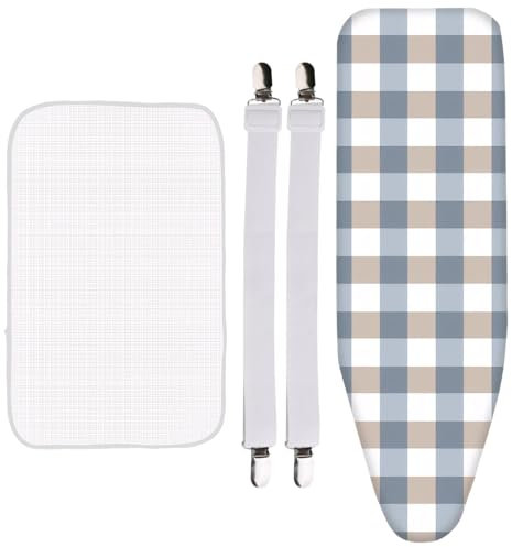 Cinsersr Housse de planche à repasser, 120 cm x 41 cm, Blanc, Coton