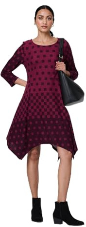 Izabel London Hanky Hem Swing Dress with Round Neck 3/4 Sleeves and Knee Length Skirt.