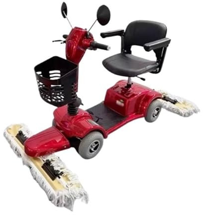 Walk-Behind Outdoor Hand Push Floor Sweeper Driving Electric Dust Cart, Commercial Floor, Property Factory Workshop, Cleaning Vehicle, Floor Scrubber Debris And Leaf Sweeper(Red)