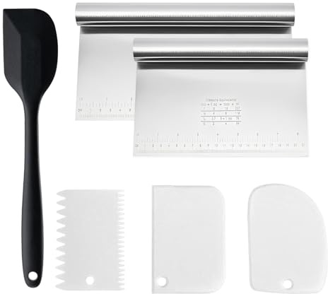 DBAILY Teigkarte, Küchenschaber 6er Set, 22 CM+21CM+15CM Teigschaber, Nahtloses Einteiliges Design für Hochwertiger Teigspachtel als Back und Kochhelfer