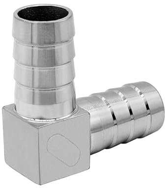 Schlauchverschraubung mit Widerhaken aus Edelstahl, 90-Grad-Winkelstück, rechtwinkliger L-förmiger Rohrverbinder für Luft, Wasser, Kraftstoff, Öl(12 mm)