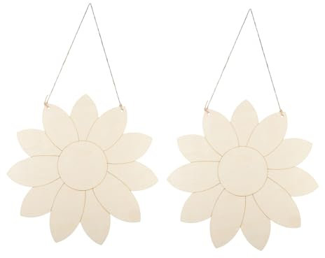 TEHAUX 2pcs Wooden Door Hanging Sign Sunflower Design DIY Painting Plaque Engaged/Vacant Door Sign