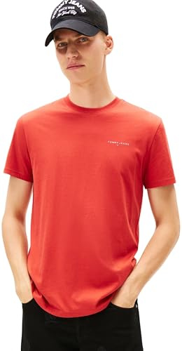 Tommy Jeans Herren T-Shirt Kurzarm Linear Chest Tee Slim Fit