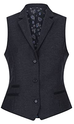 Infinity Leather Women's Herringbone Wool Tweed Check Blazer