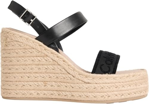 Calvin Klein Damen Wedge Espadrilles 70 Webbing mit Knöchelriemen, Schwarz (Ck Black), 40