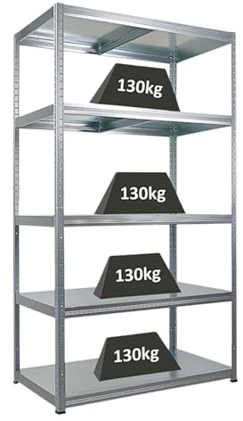 PROREGAL Metallregal Steel Eagle Steel Eagle 180x100x60cm Fachlast 130kg Verzinkt Schwerlastregal, Küchenregal, Kellerregal, Steckregal, Garagenregal, Lagerregal
