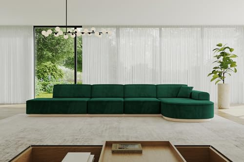 ALTDECOR Ecksofa in L-Form Corner Sofa Bett Eckcouch Couch Wohnlandschaft Cauchsofa Arrio-L3-413x171x83 cm Dunkelgrün