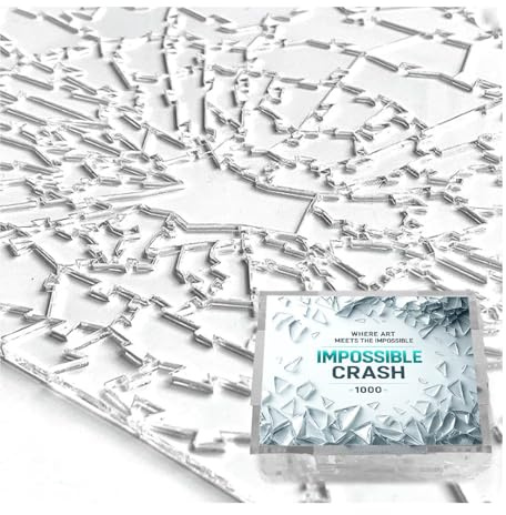 Impossible Crash Puzzle - Clear Impossible Puzzle with Acrylic Box | Extreme Jigsaw for Adults | Unique Pieces & False Edges - S - 100 Stück
