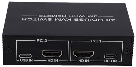 YUEHISY KVM-Switch HDMI 2-Port-Box, KVM-Switch für 2 Computer, Gemeinsame Tastatur, Maus, Drucker und Einen HD Display mit 4 USB 3.0-Anschlüssen, Unterstützt UHD 4K bei 60 Hz