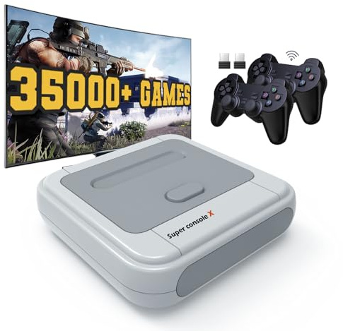 Kinhank Super Console X, Retro Game Console Built-in 35,000+ Games, Video Game Console Systems for 1080P/720P Output, 2 Wireless Controllers