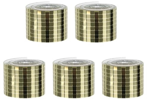 Artibetter Selbstklebende Mosaik Fliesenaufkleber Goldfarben 5 Rollen Quadratisch aus Glasfaser im Modernen Design Selbstgemacht Wanddeko für Wand und Fenster für Zuhause und Bad
