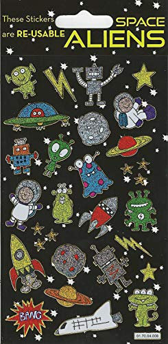 Papier Projekte 01.70.04.008 Aliens Sparkle Aufkleber
