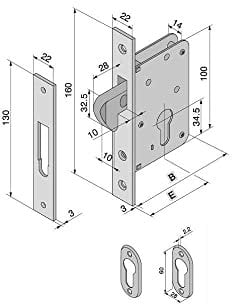 Welka - Serratura Infilare A Gancio Ent. mm. 50
