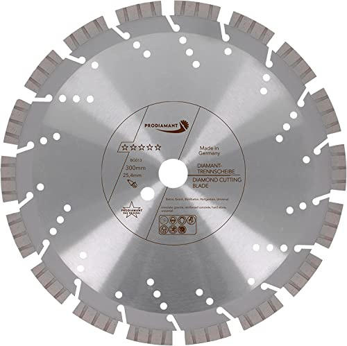 PRODIAMANT Profi Diamanttrennscheibe 300mm x 25,4 Beton Stahlbeton Granit BG013 13mm Turbosegment lasergeschweißt Made in Germany