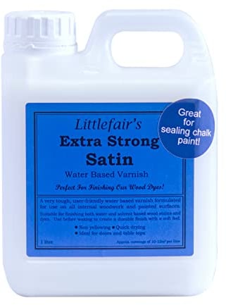 Littlefair's Varnish for Wood - 1ltr, Satin - X Strong & Fast Drying Wood Varnish - Water Based Interior Polyurethane Wood Finish - Lacquer Clear Coat for Wood - Clear Coating Wood Protector