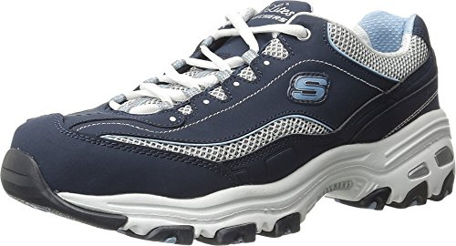 Skechers Women's D'lites biggest Fan Sneaker, Navy and White, 4.5 UK X-Wide