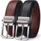 BULLIANT Ledergürtel Herren, Wendegürtel Herren Leder 31mm für Business Anzug und Jeans Gürtel,Ein Gürtel Wendbar Zwei Farben(Schwarz/Hellbraun,125cm/42-44 taille verstellbar)