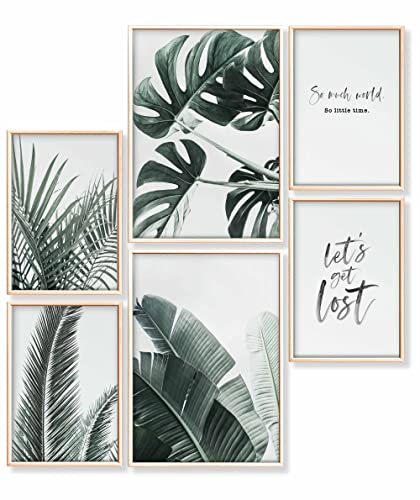 Heimlich® Premium Poster Set OHNE Bilderrahmen | 2 x DIN A3 & 4 x DIN A4 - ca. 30x42 & 21x30 | Stilvolle Poster Collagen mit passenden Bilder als Wanddeko » Palmen & Monstera «