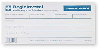 Holthaus Medical Begleitzettelblock DIN Füllung Verbandbuch, selbsthaftend, 25 Blatt