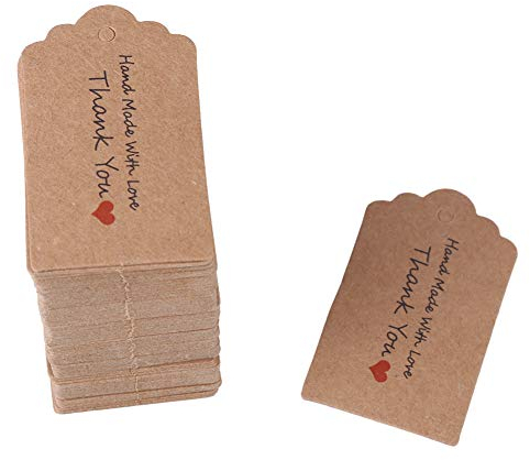 Kraftpapier Anhänger Etiketten, Papier Geschenkanhänger Preisschilder für DIY Handwerk Dekor 100pcs Anhänger für Basteln, Weihnachten, Geburtstag, Hochzeit