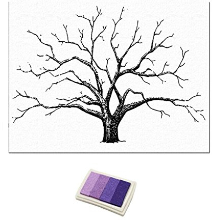 LOVIVER DIY Fingerabdruck Hochzeitsbaum Gästebuch Hochzeitsdeko, Lila