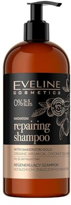 Eveline Cosmetics Organic Gold Regenerierendes Shampoo für trockenes und strapaziertes Haar mit Biokeratin Gold - 500ml