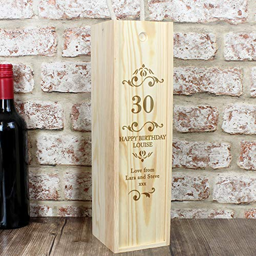Custom Wooden Wine Bottle Gift Box Birthday Anniversary Presentation Wine Holder (Standard 70cl wine bottles only) 21st 30th 40th 50th 60th Personalised