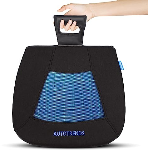 AUTOTRENDS Gel Seat Cushion Cooling Coccyx Orthopedic Breathable Car Seat Cushion Anti Slip Backing Mat, Black