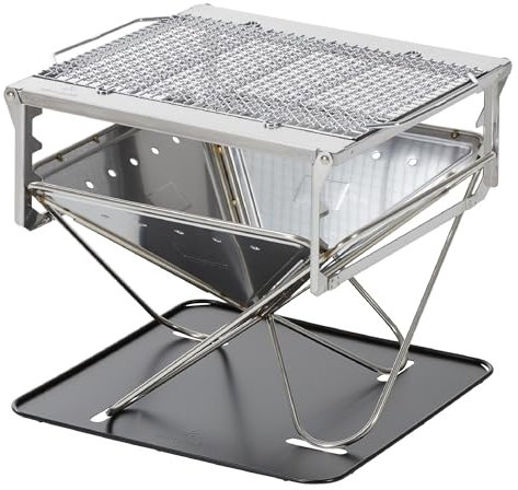Snow Peak Takibi Fire & Grill, verstaubarer Kamin, inklusive Grillaufsatz für den Außenbereich, 14,3 kg, St-032sets, hergestellt in Japan, Edelstahl, Einheitsgröße