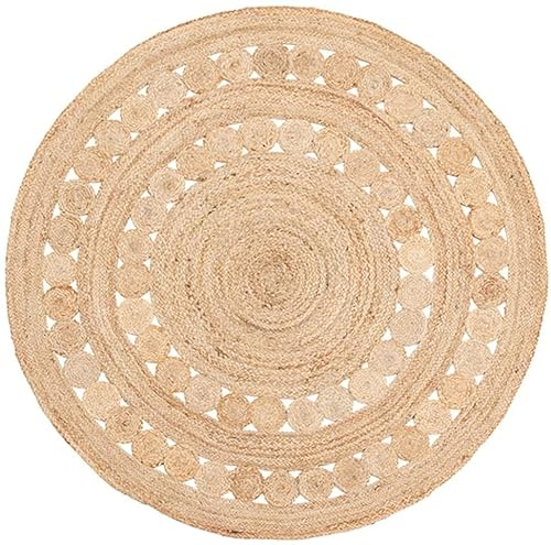 Gifiie Jute Teppich, handgewebt aus 100% Jute – ideal für Wohnzimmer, Schlafzimmer und Flur, perfekt als dekoratives. (Natur-2, 150CM)
