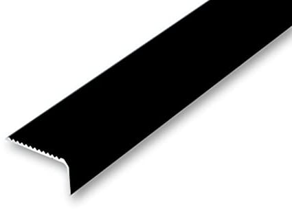(21,80EUR/m) 44 x 23 x 1500 mm Treppenwinkel schwarz ungebohrt Treppenkantenprofil Treppenkante grob gerieft, stabil und rutschhemmend