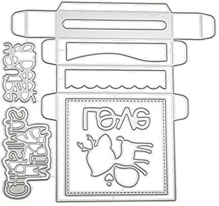 URFEDA Stanzschablonen aus Metall Weihnachten Stanzformen Weihnachts Box DIY Stanzschablone Faltbox Geschenkbox Stanzschablone Karbonstahl Stanzformen für Kartenherstellung Scrapbook Papierkarten