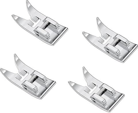HAOMEEDUO 4 Stück Nähmaschinen Nähfuß Edelstahl Nähfüße Geradem Stich zum Aufschnappen Zick Zack Nähfuß Universale Nähmaschinenfüße Allzweck Presser Foot für Meisten Nähmaschinen mit Niedrigem Schaft