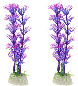 VOCOSTE 2pcs Aquarium Plastique Plantes, Artificiel Poisson Réservoir Plantes, 4.72 Rouge Violet