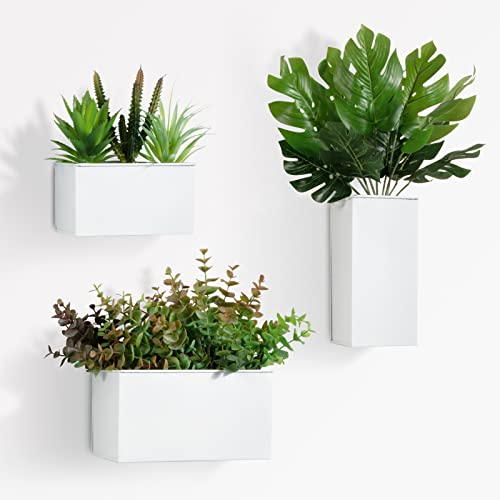 BOFUNX 3pcs Maceteros Colgantes Maceta Rectangular de Metal Jardineras de Pared para Colgar de Diferentes Tamaños para Flores y Plantas