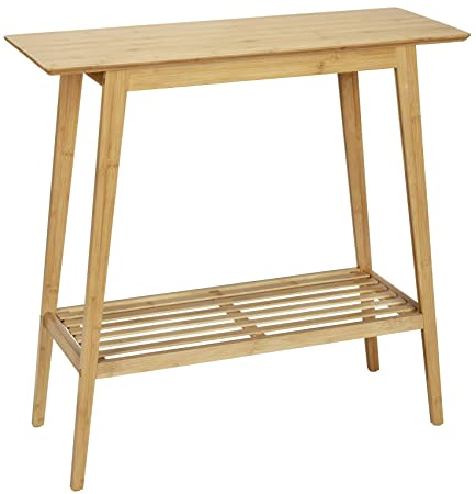 WENKO Console Kona en Bambou certifié FSC® avec étagère, Forme étroite, idéale pour Les Petits espaces, Couloir, entrée Robuste et Durable, (l x H x P) : 80 x 76 x 30 cm, Couleur Naturelle