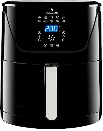 Tagars Friggitrice Ad Aria Calda Da 5 Litri Con Display Digitale Touch, Sistema A Riscaldamento Rapido, 7 Programmi Di Cottura, Timer E Cestello Estraibile 1400 W