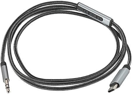 sourcing map USB Type C to 3.5mm Male Audio Aux Jack Cable Headphone HiFi Car Stereo Adapter Cord with In-Line Mic Remote Volume Control