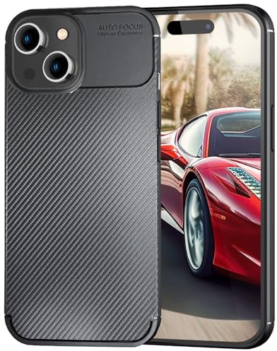 NALIA Carbon Look Cover kompatibel mit iPhone 15 Hülle, Matt-Schwarze Silikonhülle mit Kohlefaser Struktur, Kratzfest Anti-Fingerabdruck rutschfest Stoßfest, Dünne Handyhülle Silikon Schutzhülle Case