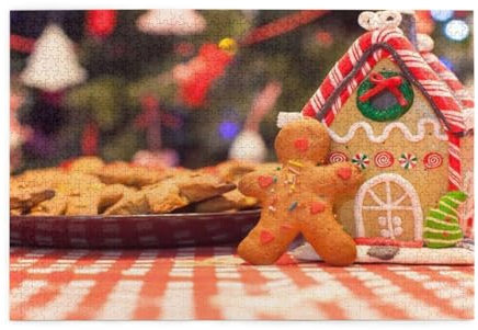 Gingerbread Man Candy Print Jigsaw Puzzle 1000 Pieces Wooden Puzzle Gifts For Adult Family Wedding Graduation Gift Vertical Version